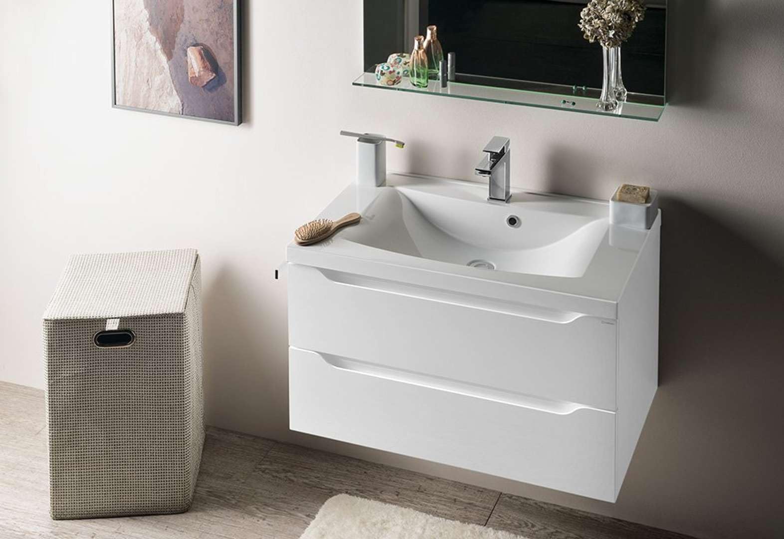 Gedy Beige, Lavanda, Cesto portabiancheria, Contenitore Rafia/Nylon, Misure 16,58X35X35 cm, Organizzatore Bagno con Design R&S, 2 Anni di Garanzia, Unica