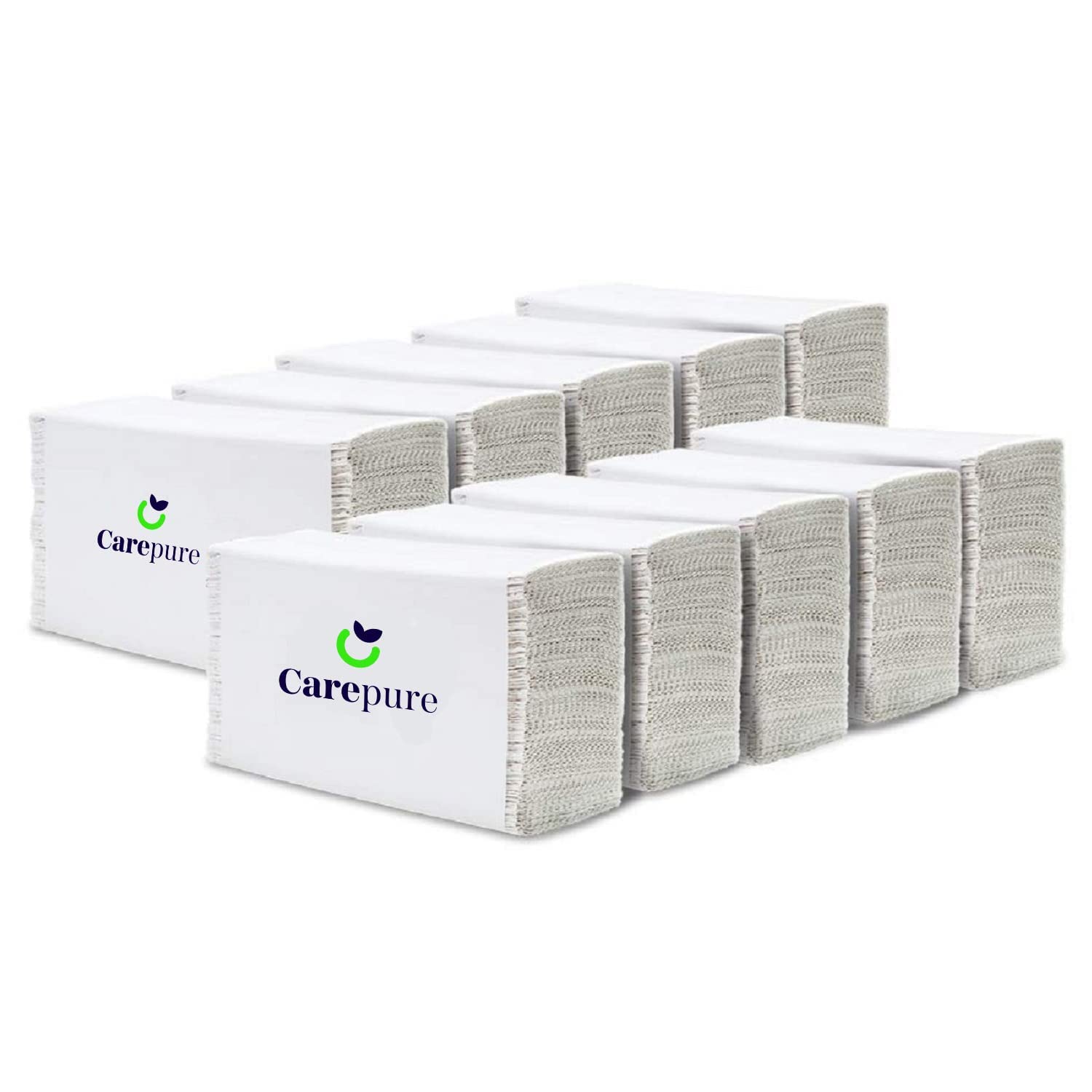Carepure Multi Fold Hand Towel Tissue Paper Napkin | Fast-Drying Absorbency Pockets | White Paper - 3900 Pieces -30 Packet