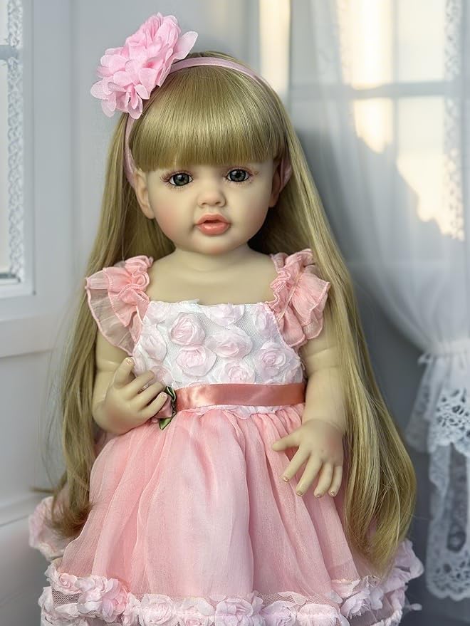 Muñeca Reborn bebé realista 22 pulgadas vinilo suave miniatura 4