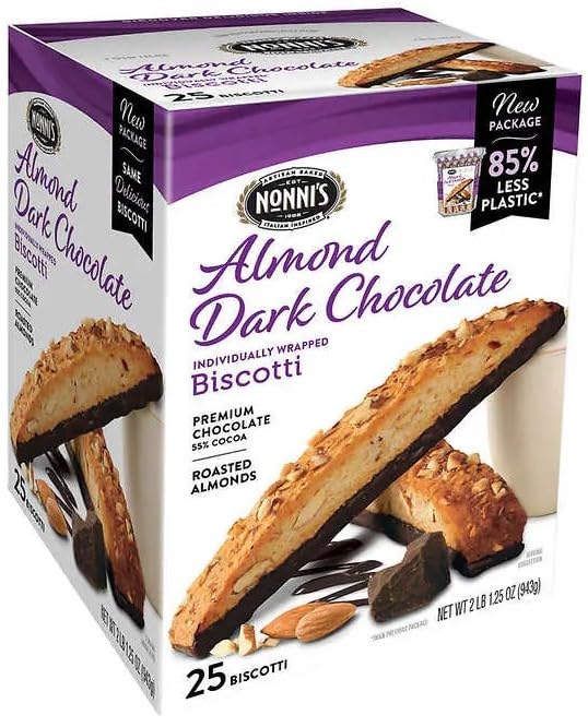 Nonni’s Biscotti, Almond Dark Chocolate, 25-count