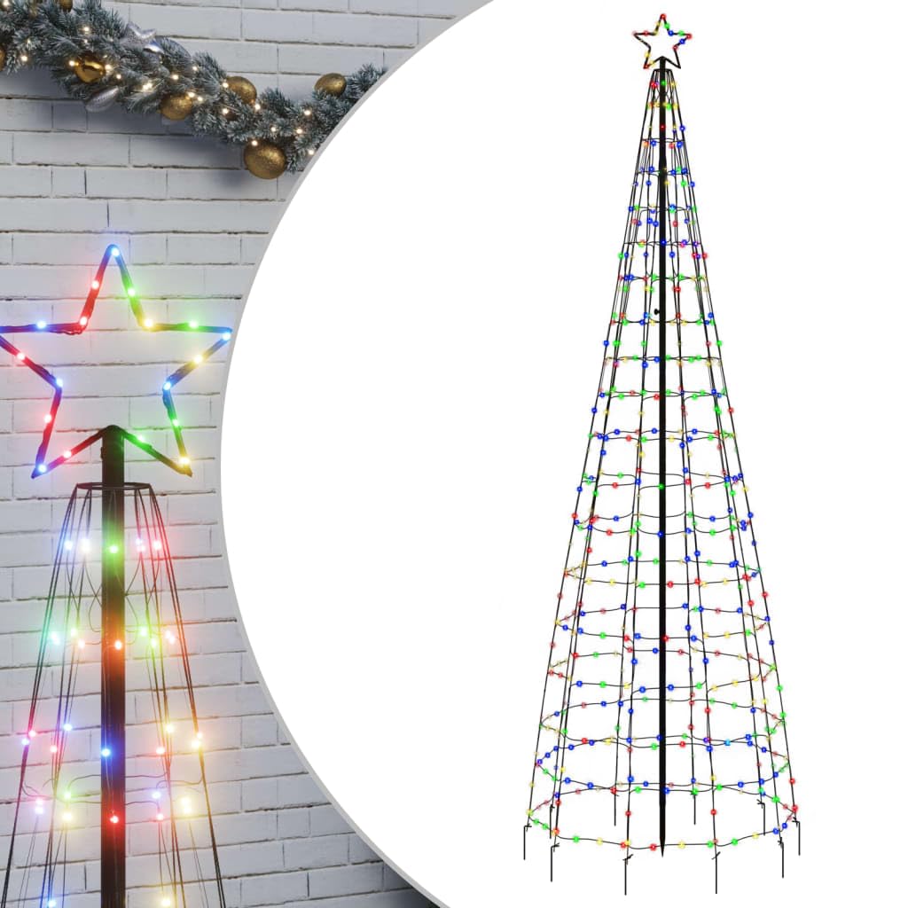 vidaXL LED Weihnachtsbaum, Beleuchtet Christbaum mit Erdspießen 570 LEDs, Tannenbaum Lichterbaum mit 8 Beleuchtungsmodi, Weihnachtsbeleuchtung Weihnachtsdeko, Mehrfarbig 300 cm