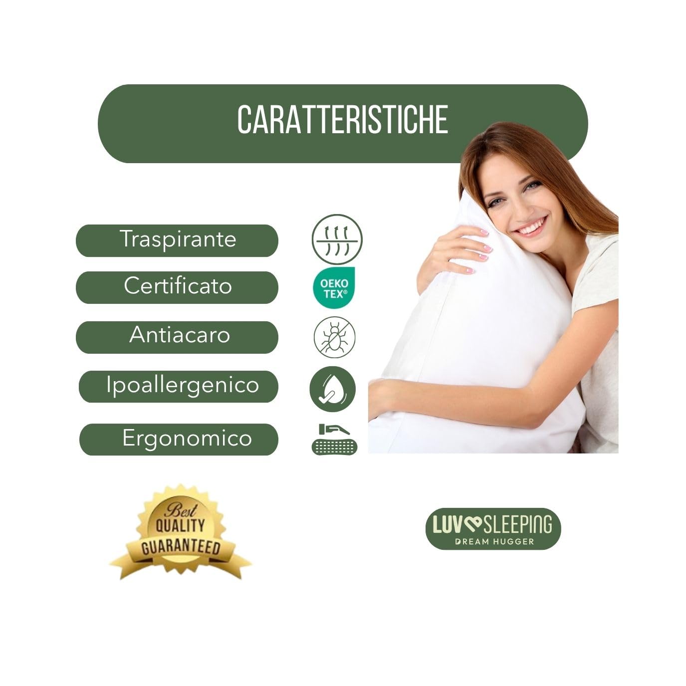 Cuscino Memory Foam Cervicale 72x42x11 cm - Cuscino per Dormire Fresco a Saponetta Anallergico con Federa in Aloe Vera - Guanciale Letto Ortopedico Made in Italy Certificato Oeko-Tex