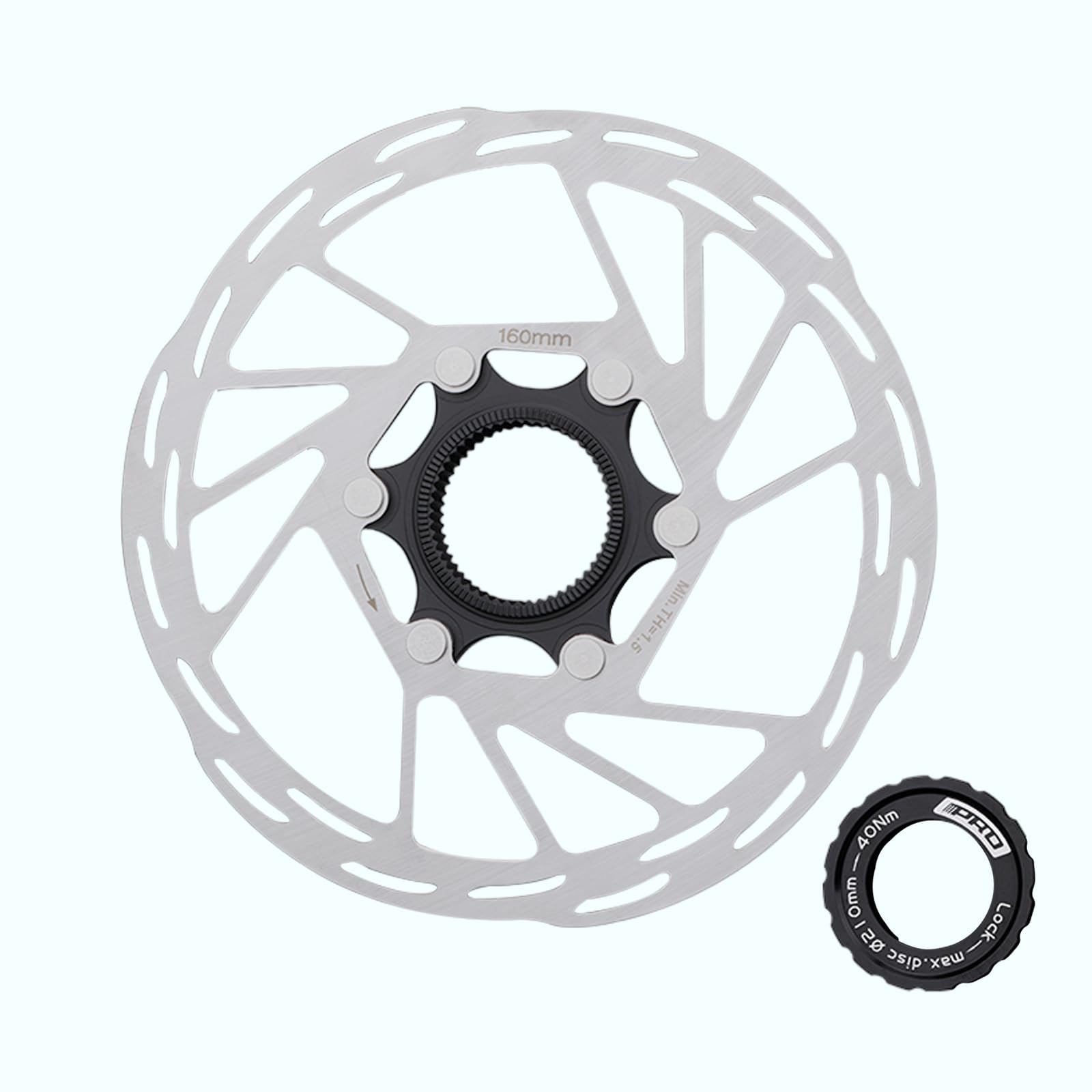 Jane Eyre Centre Lock Disc, Bicycle Centre Lock Brake Disc with Lock Cover 160mm Suitable for Mountain Bikes, Road Bikes — image 1