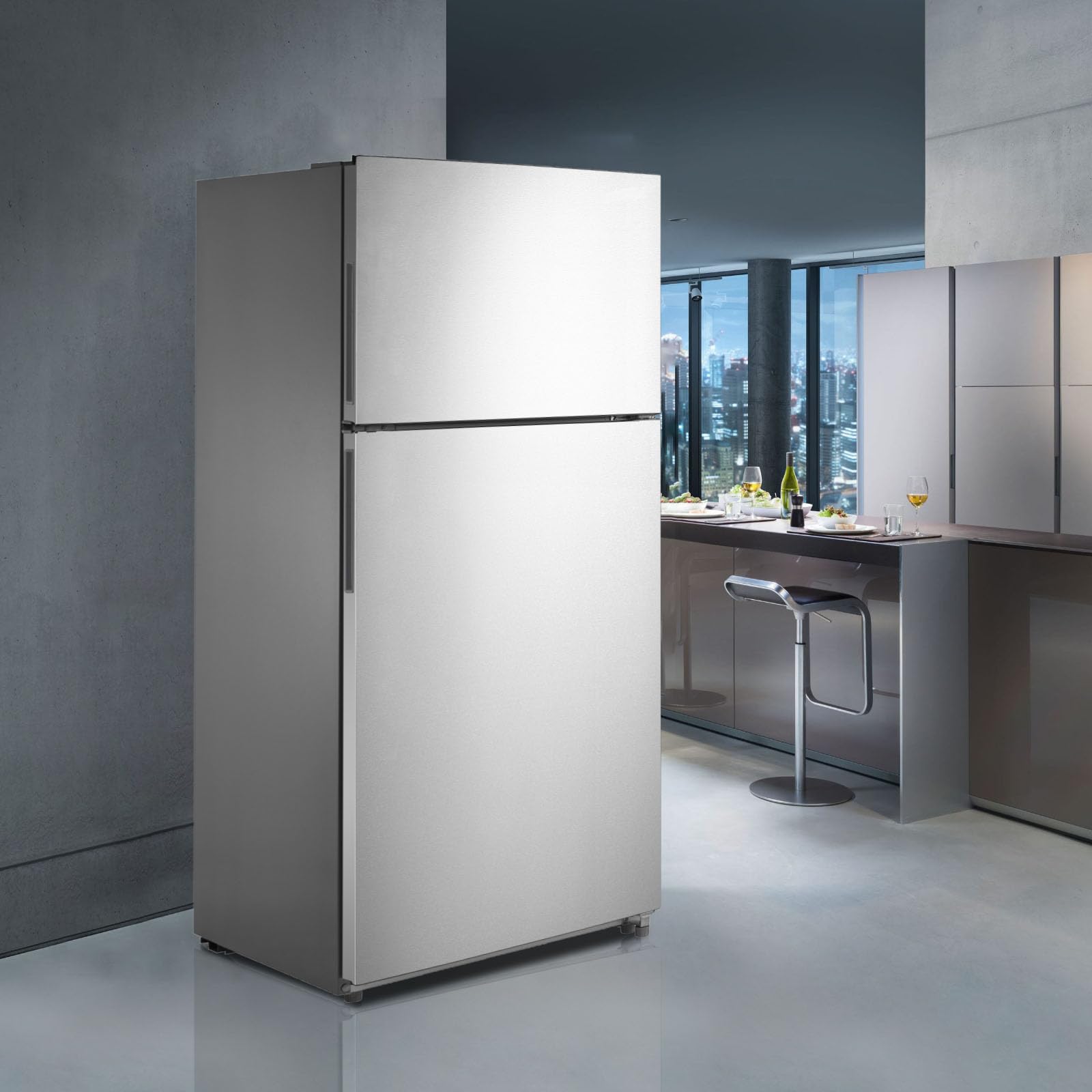 Techomey 30" Freestanding Top Freezer Refrigerator, 18.0 Cu. Ft. Frost Free Refrigerator, Full Size Refrigerator With Freezer, Garage Fridge, Standard Depth, Stainless Steel on Fridge.com - View 6