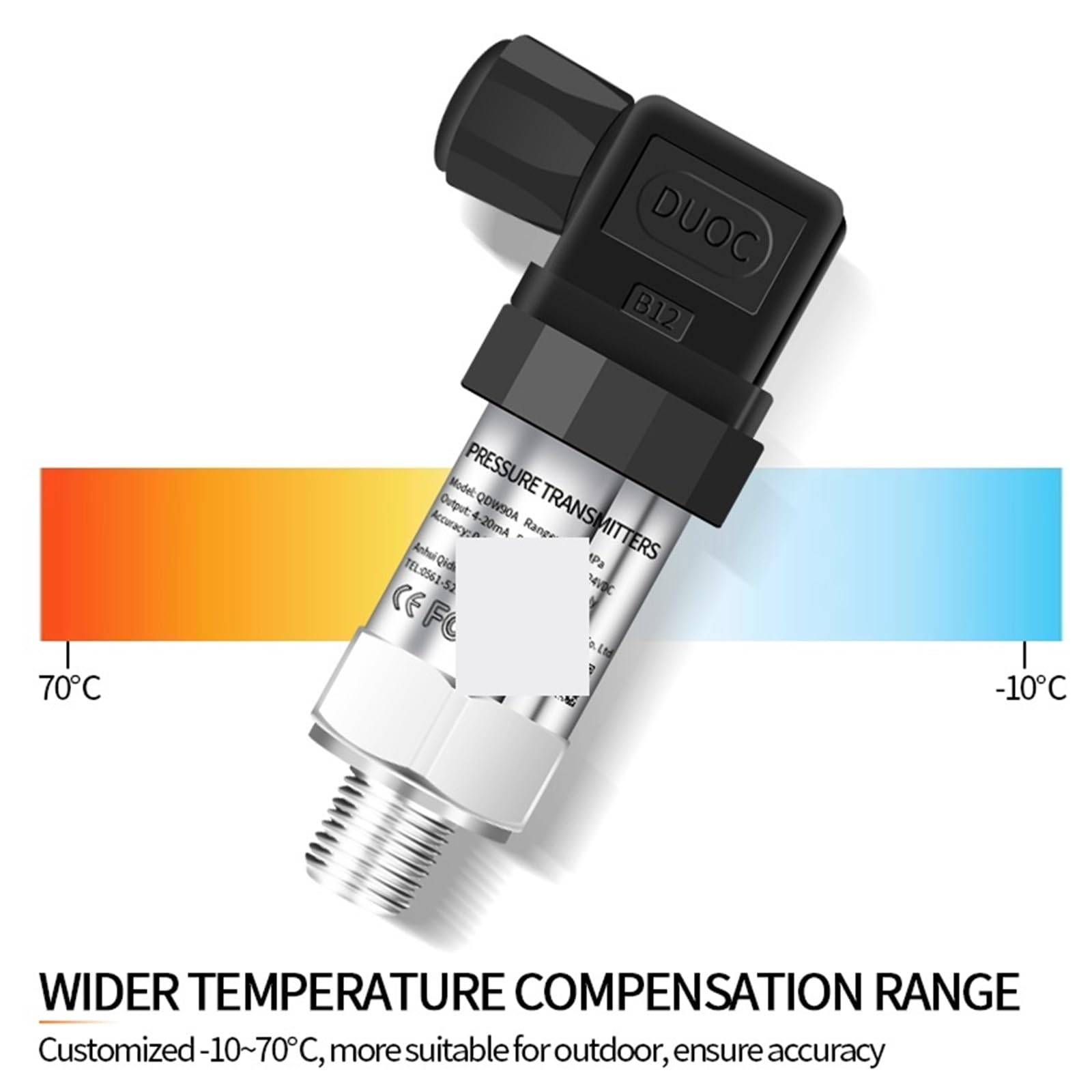 Transmisor de presión compacto 4-20 mA, sensor aire Alta precisión(0.2%,0-40MPA)