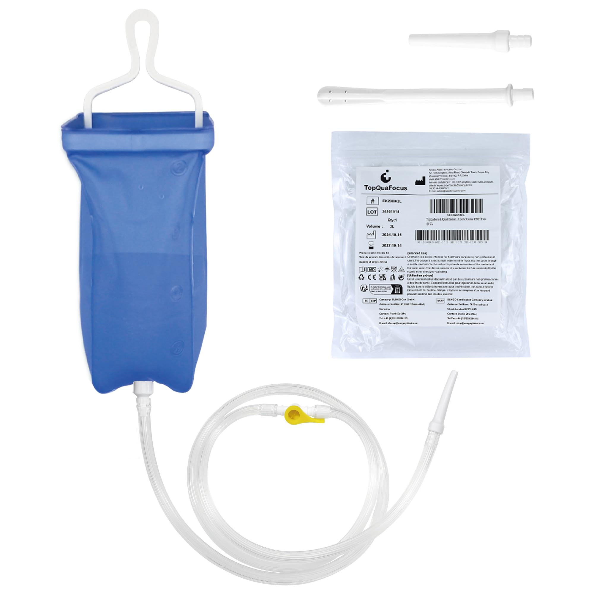 TopQuaFocus 1.8Quart Enema Irrigator Home Coffee Enema Bag Kit for Colon Cleansing Portable Enemas for Men Women Colonic Cleanse 4.59 FT Hose