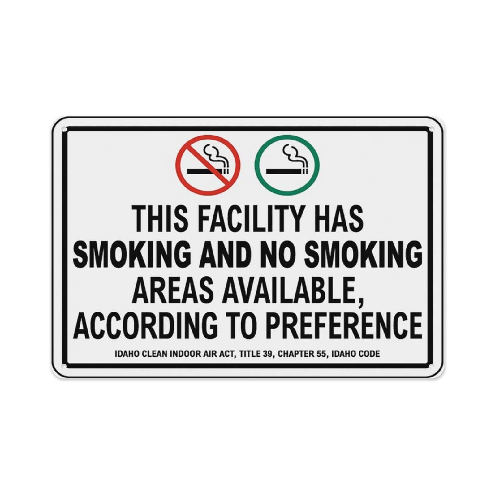 peiyeety Idaho This Facility Has Smoking And No Smoking Areas Sign Aluminum Tin Warning Signs For Home Outdoor Garden 12X16 Inches