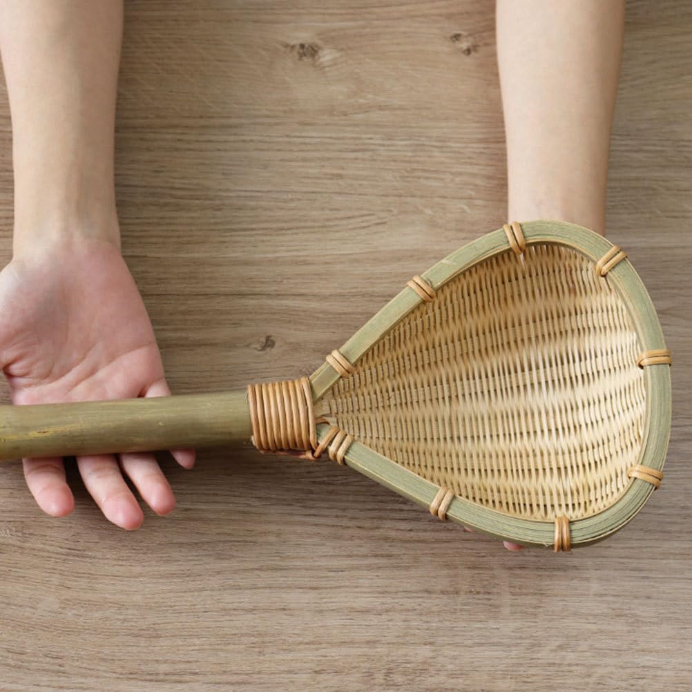 Bamboo Woven Colander with Handle 12.99 X 5.51 X 3.14 in Noodle Strainer Spoon Fine Mesh Food Strainer for Vegetables Fried Foods Hot Pot Home Cooking