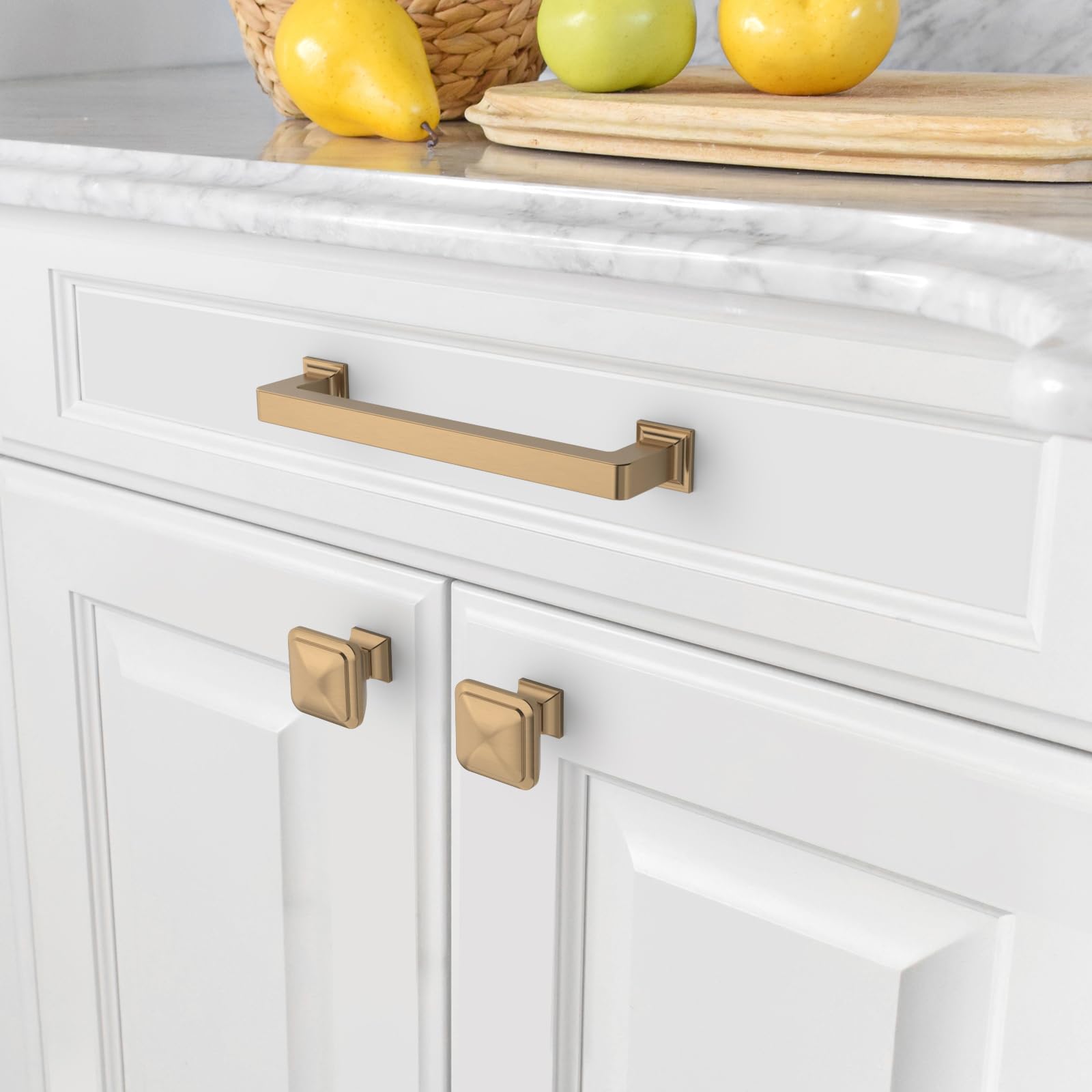 Amerdeco 6 Pieza Tiradores Cocina 128mm Tiradores Armarios Dorado Champagne Tirador Puerta Tiradores Cajones de Aleación de zinc Muebles Tirador UK0019