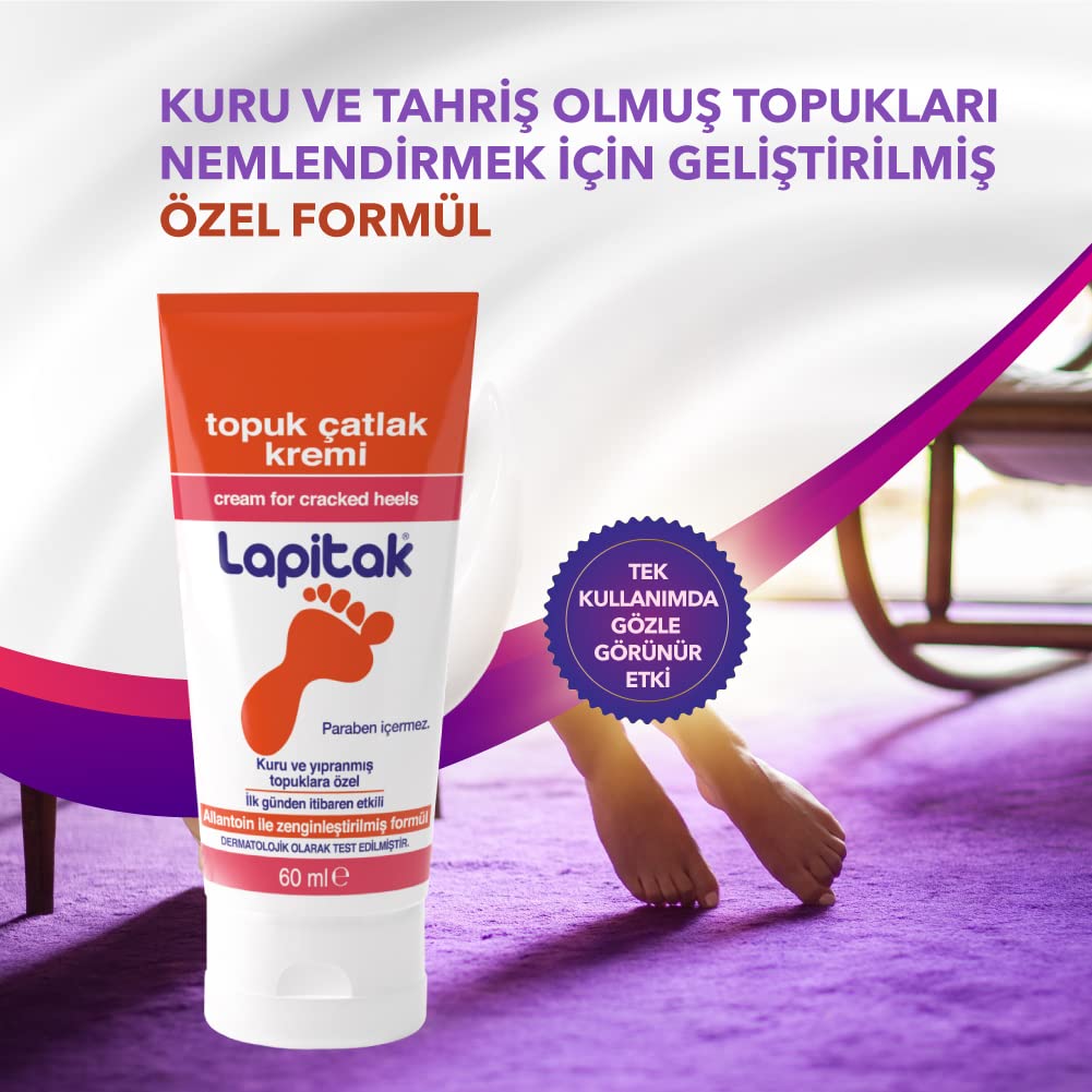 Lapitak Topuk Çatlak Kremi 60ml - Ayak Kremi - Ayak Bakımı - Ayaklardaki Çatlakları Engenlemeye Yardımcı olur. Kuru ve Yıpranmış Ayaklarda 24 saat içinde etkisi hissedilir.