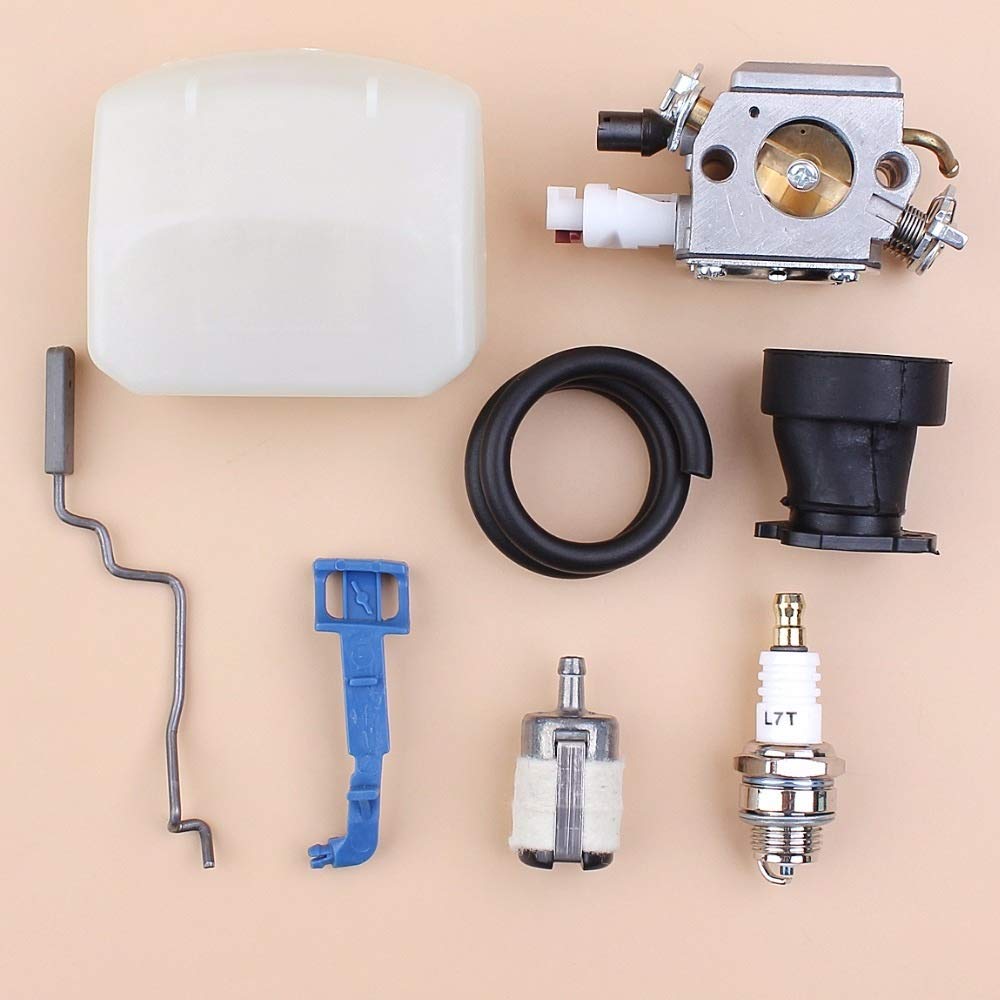 Tiempo Beixi Carburador Filtro de Aire de admisión del Acelerador Choke Varilla Manguera de Combustible Compatible con Husqvarna 340 345 350 346XP Motosierra Motor Motor Parts