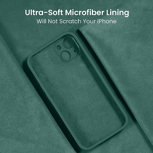 Image of FireNova Designed for iPhone 15 Plus Case, Silicone [Camera Protection] Case, Soft Anti-Scratch Microfiber Lining Inside, 6.7 inch, Midnight Green