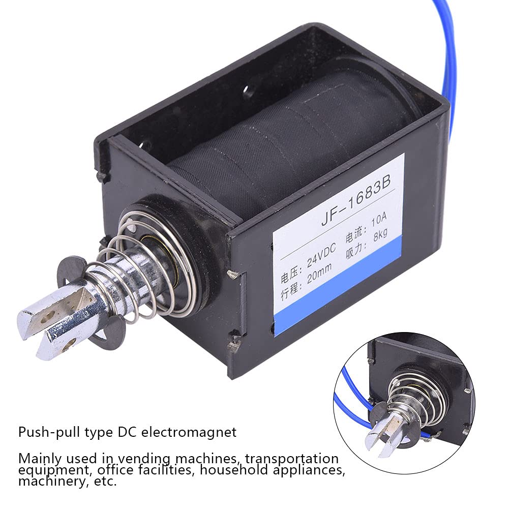 Fafeicy JF-1683B Push-Pull-Gleichstrom-Elektromagnet mit 20 Mm Hub, Kraft 78,4 N, Ideal für Verkaufsautomaten und Bürogeräte