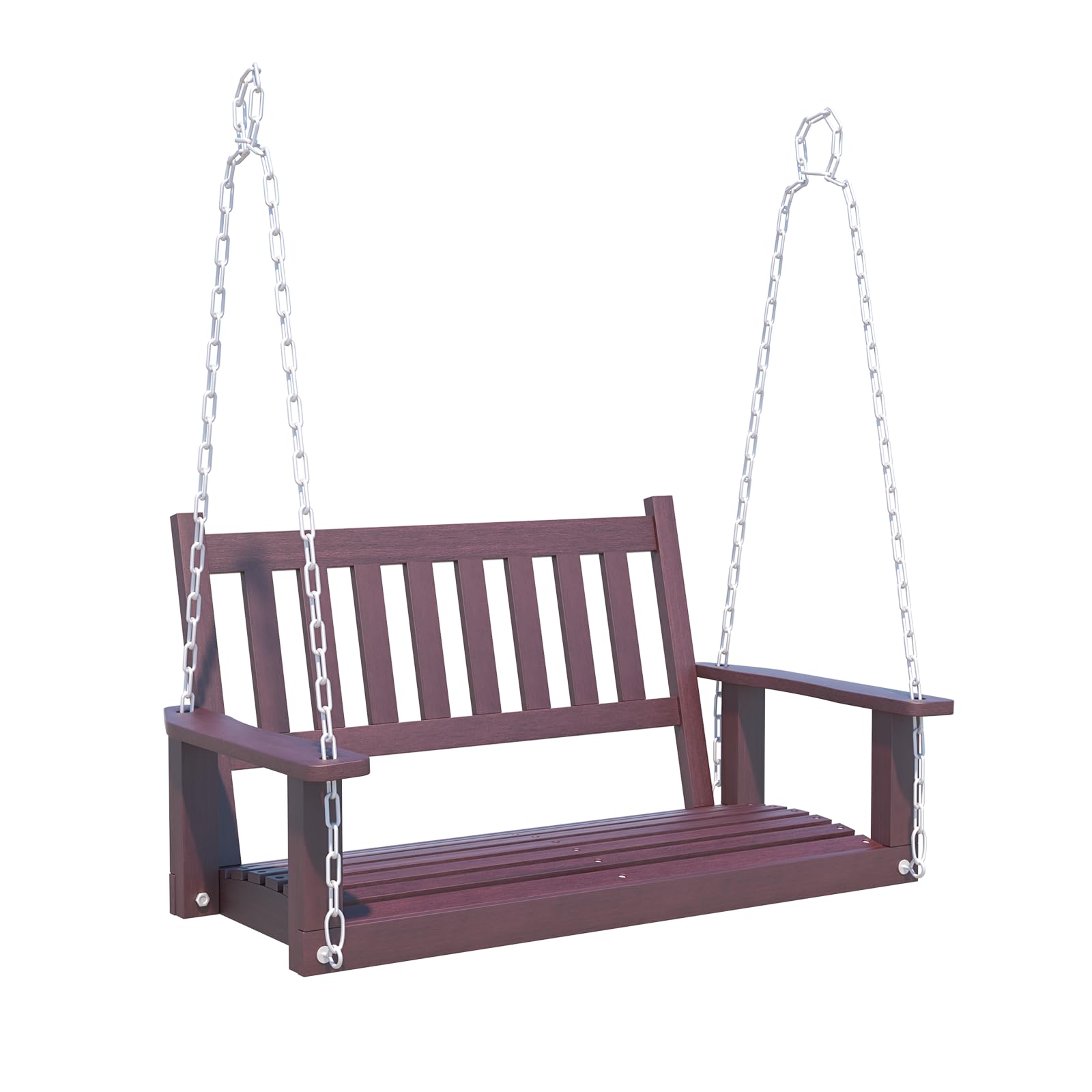 Swing Bench with Heavy Duty Hanging Chains Adjustable Outdoor Wooden Porch Swing [All-Weather Resistant] Outdoor Hanging Swing Bench for Adults/Porch/Yard/Patio(3-Seater)