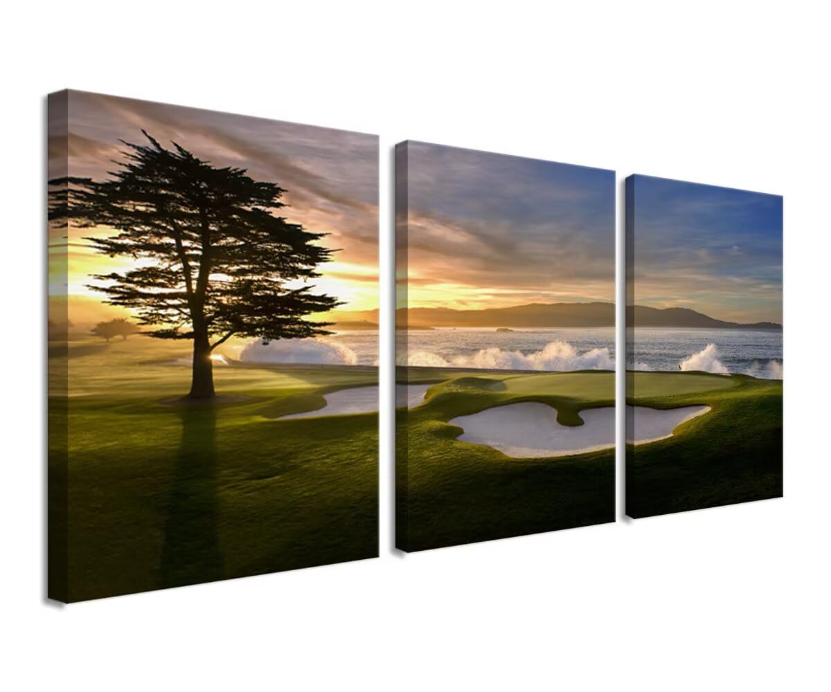 Pebble Beach Golf Course Wall Art Prints Golf Wall Decor for Living Room Bedroom Home Decorations Golf Club Pictures Posters Canvas Prints Framed