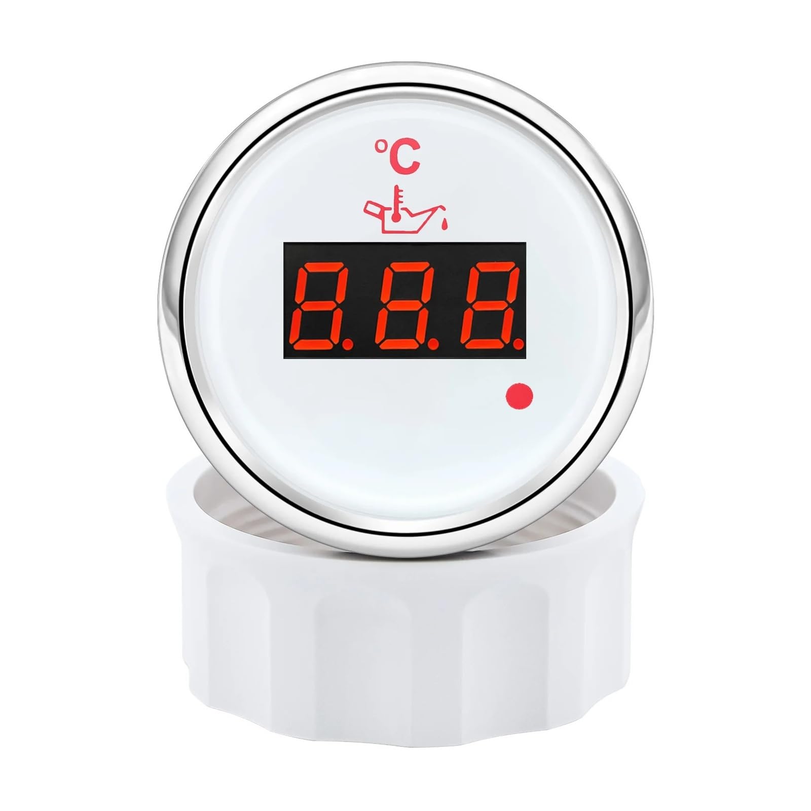 Medidor digital de temperatura del aceite de 52 mm con luz de alarma, medidor de temperatura del aceite del motor, 50-150 ℃ for camión barco Rv Lecturas claras(White)