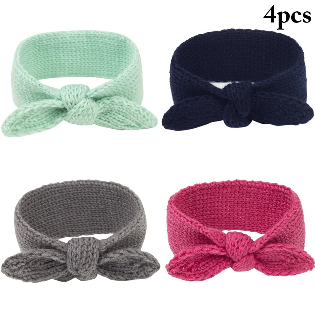 Elastische Turban-Schleife für Kleinkinder: 4 Haar-Accessoires, Baby-Strick