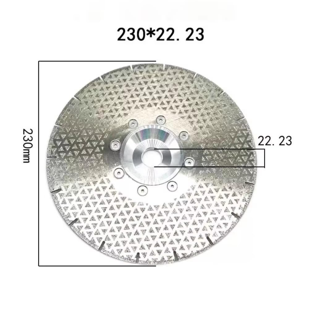 Toplionace Hoja de Sierra de Diamante Galvanizada de 230mm, Grano 40, para Cortar Mármol, Cerámica, Azulejos, Vidrio y Piedra; Disco para Amoladora Angular con Eje de 22,23mm.