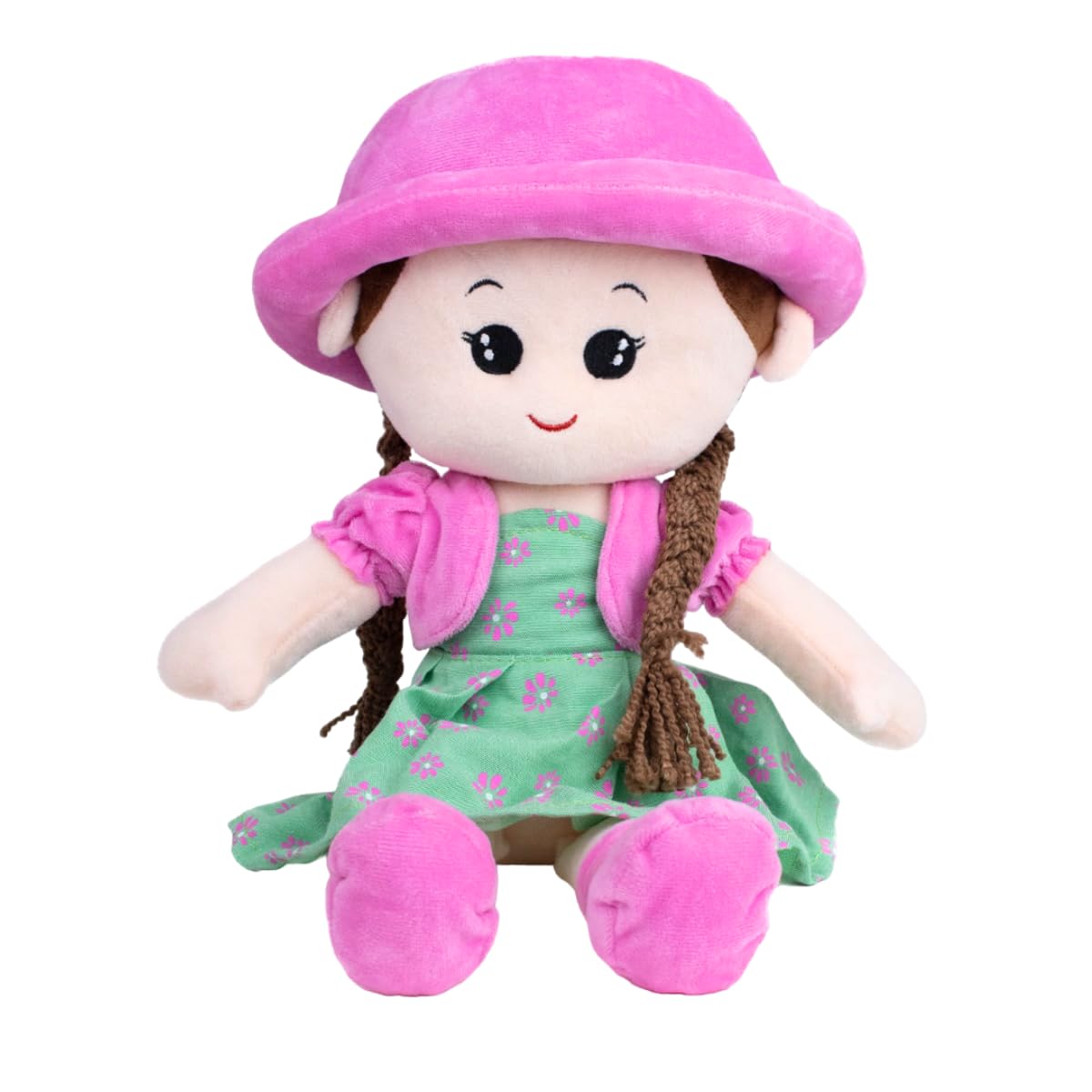 Pink Soft Doll for Girls | 46 CM Cute Embroidered Plush Doll | Adorable Huggable Stuffed Toy Doll for Kids, Baby & Girls