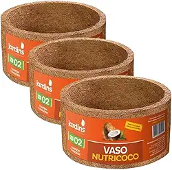 3 Vasos de Fibra Coco para Plantas Samambaia Jardim N02