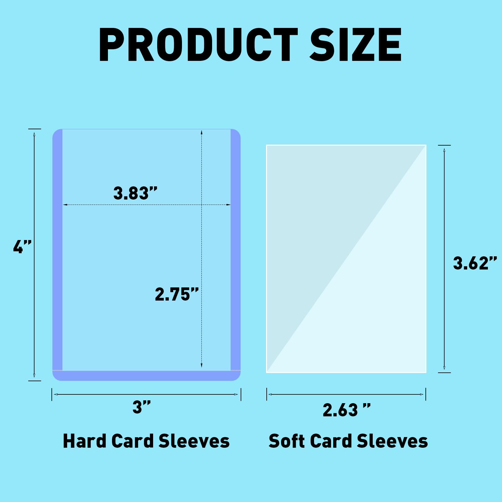 200 Stück 55pt 7,6 x 10,2 cm Hartplastik-Kartenschutz – 100 ct harte Kartenhüllen und 100 ct weiche Kartenhüllen für Sammelkarten, transparenter offener Kartenhalter, passend für Standard-Trading