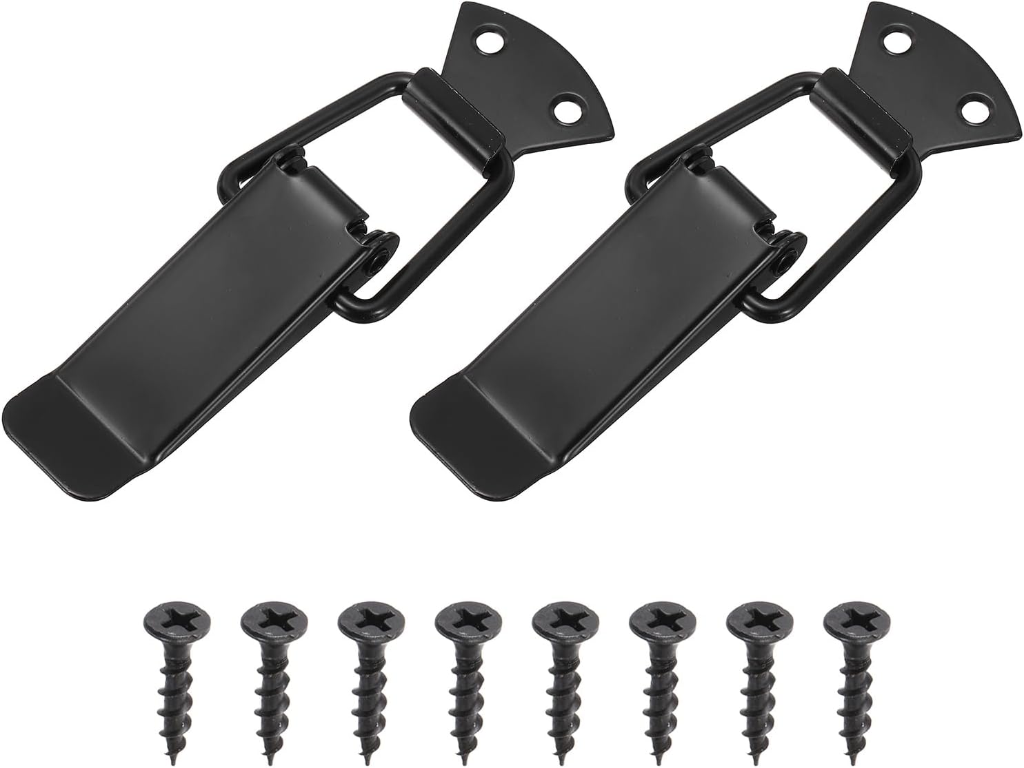 PATIKIL 2Pcs Spring Loaded Toggle Latch, (4.17" x 1.57", Black) Heavy Duty Alloy Steel Clasp Buckle Latch with Screws, Suit for Tool Box/Wooden Case/Aviation Case