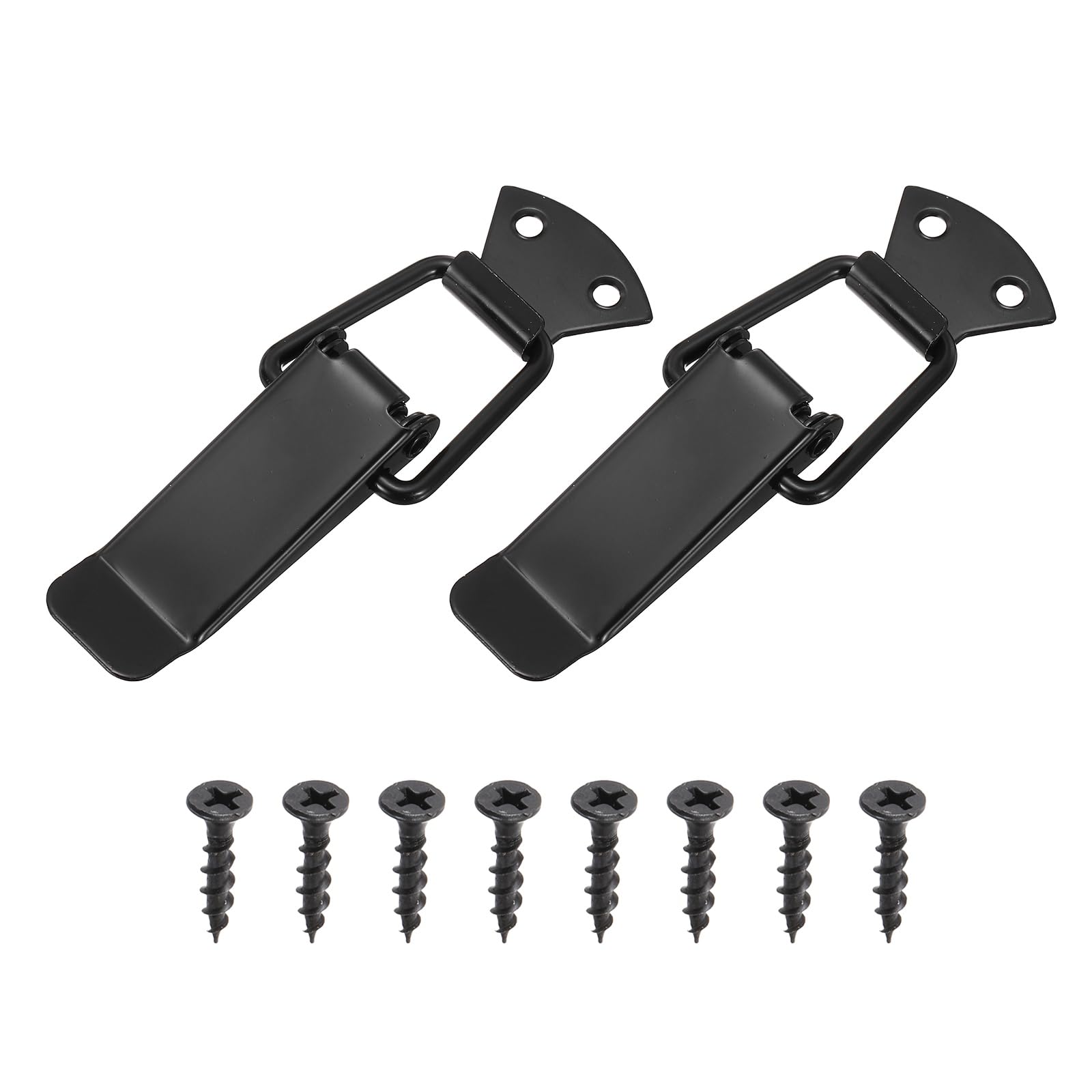 PATIKIL 2Pcs Spring Loaded Toggle Latch, (60mm x 23mm, Black) Heavy Duty Alloy Steel Clasp Buckle Latch with Screws, Suit for Tool Box/Wooden Case/Aviation Case