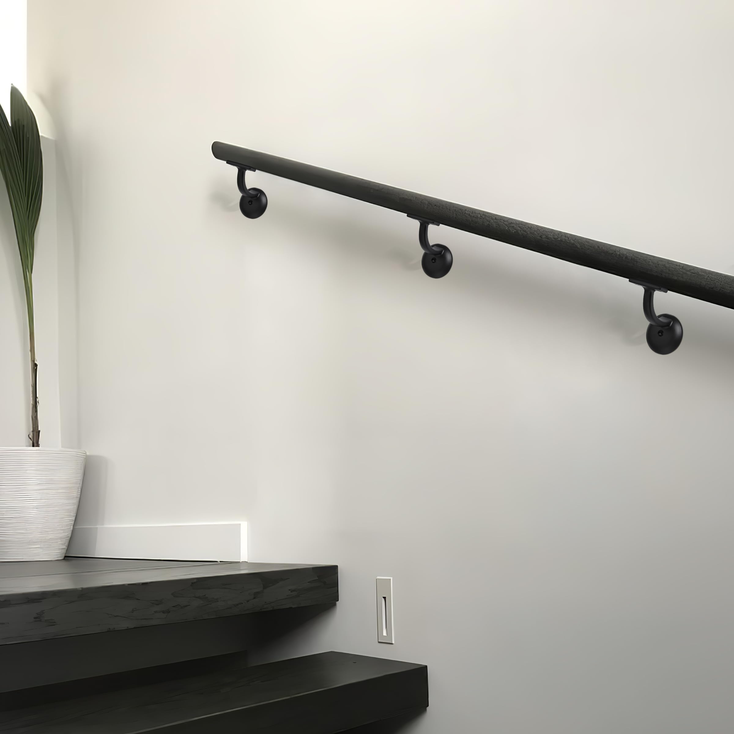 KHTUMEWARE-STAIR Matte Black Handrail Brackets 2-Pack in Matte Black — KHTUMEWARE