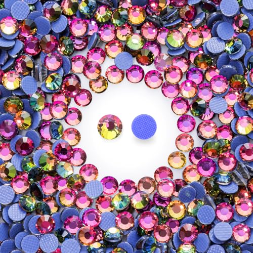 Image of Hotfix Rhinestones Bulk 1500PCS SS16 (3.8-4.0mm), Rainbow Glass Rhinestones for Clothes, Tumblers, Shoes DIY, Heat Transfer Flatback Gems for Crafts & Decoration