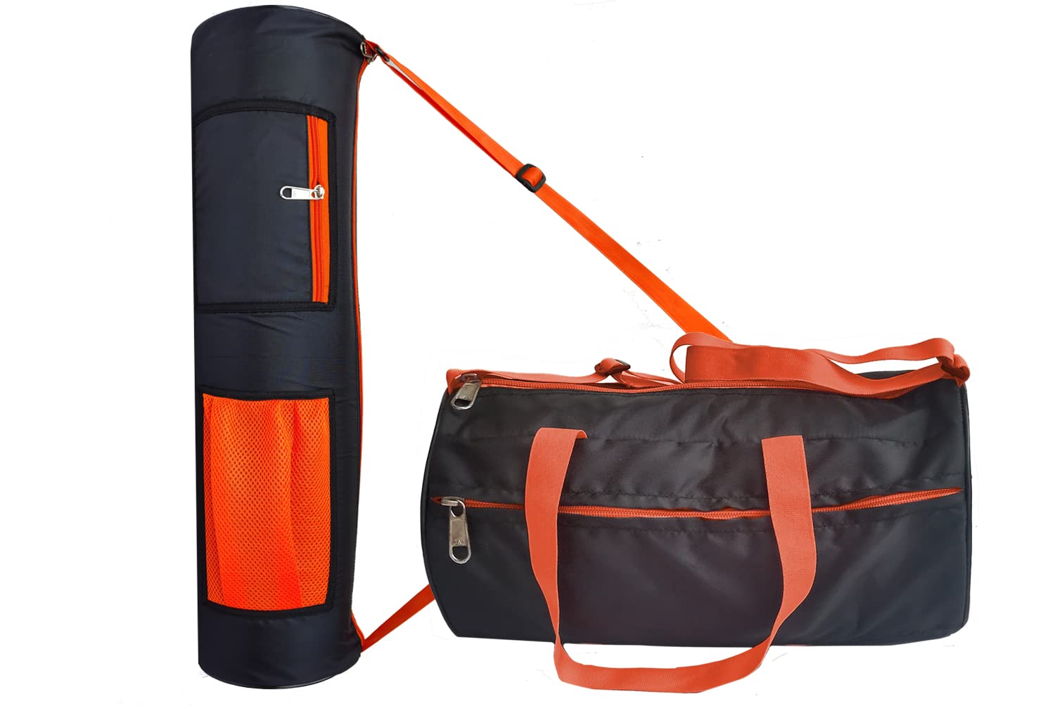 Panchtatava Trendy Black Orange Yoga Mat Cover/Yoga Mat Bag with Black Orange Duffel/Gym Bag for Men & Women-picture-14