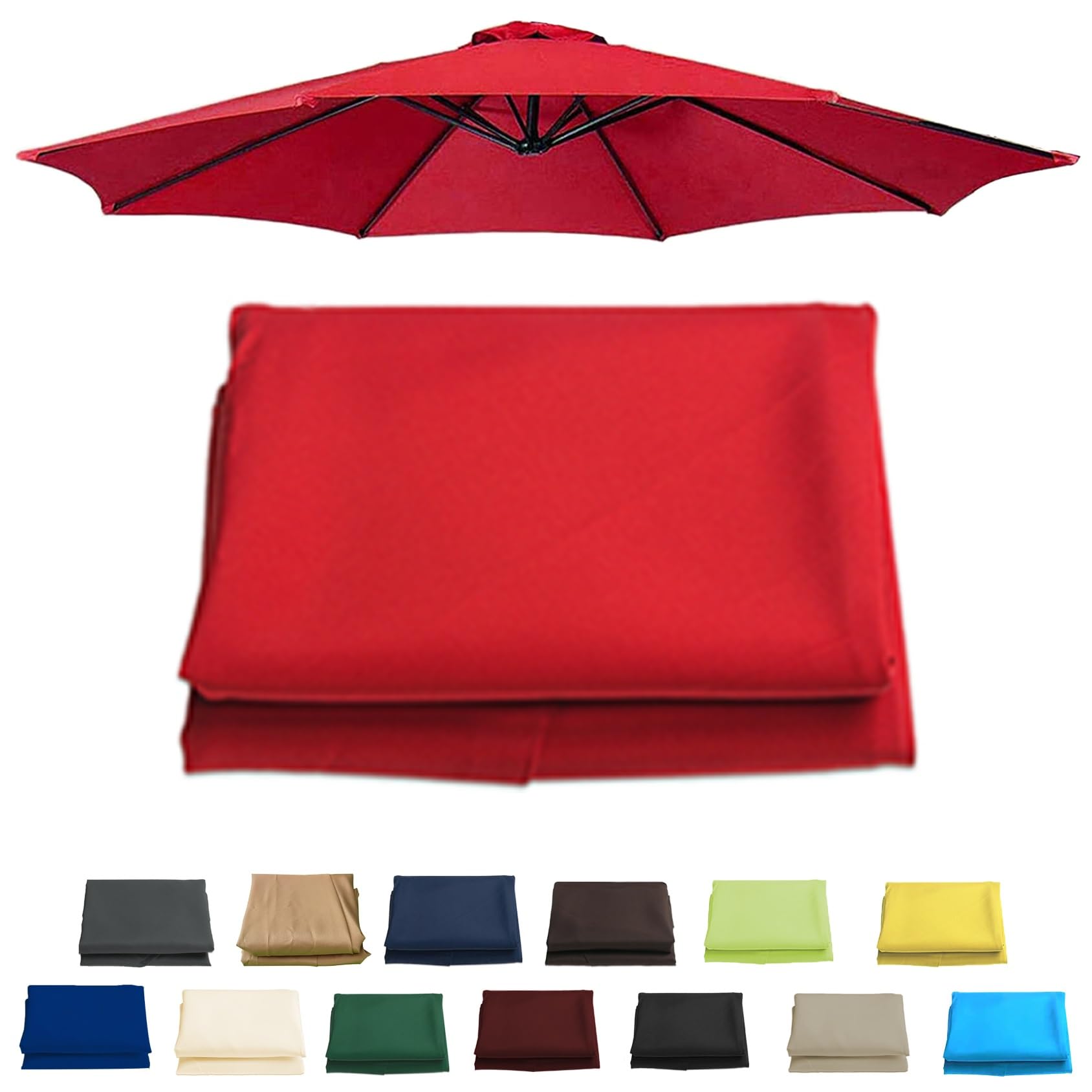 6 Arms 270cm Replacement Parasol Canopy Cover, Sun Umbrella Replacement Cloth For 6 Arms 200cm(6.5ft), 6 Arms 300cm(9.8ft), 8 Arms 270cm(8.8ft), 8 Arms 3.0m(9.8ft), Garden Patio Umbrella Fabric Canopy