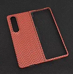 Capa de fibra de carbono real para samsung galaxy z fold 4, capa de fibra de aramida para z fold 5 capa de telefone ultrafina, m laranja buraco grande, para z fold 4