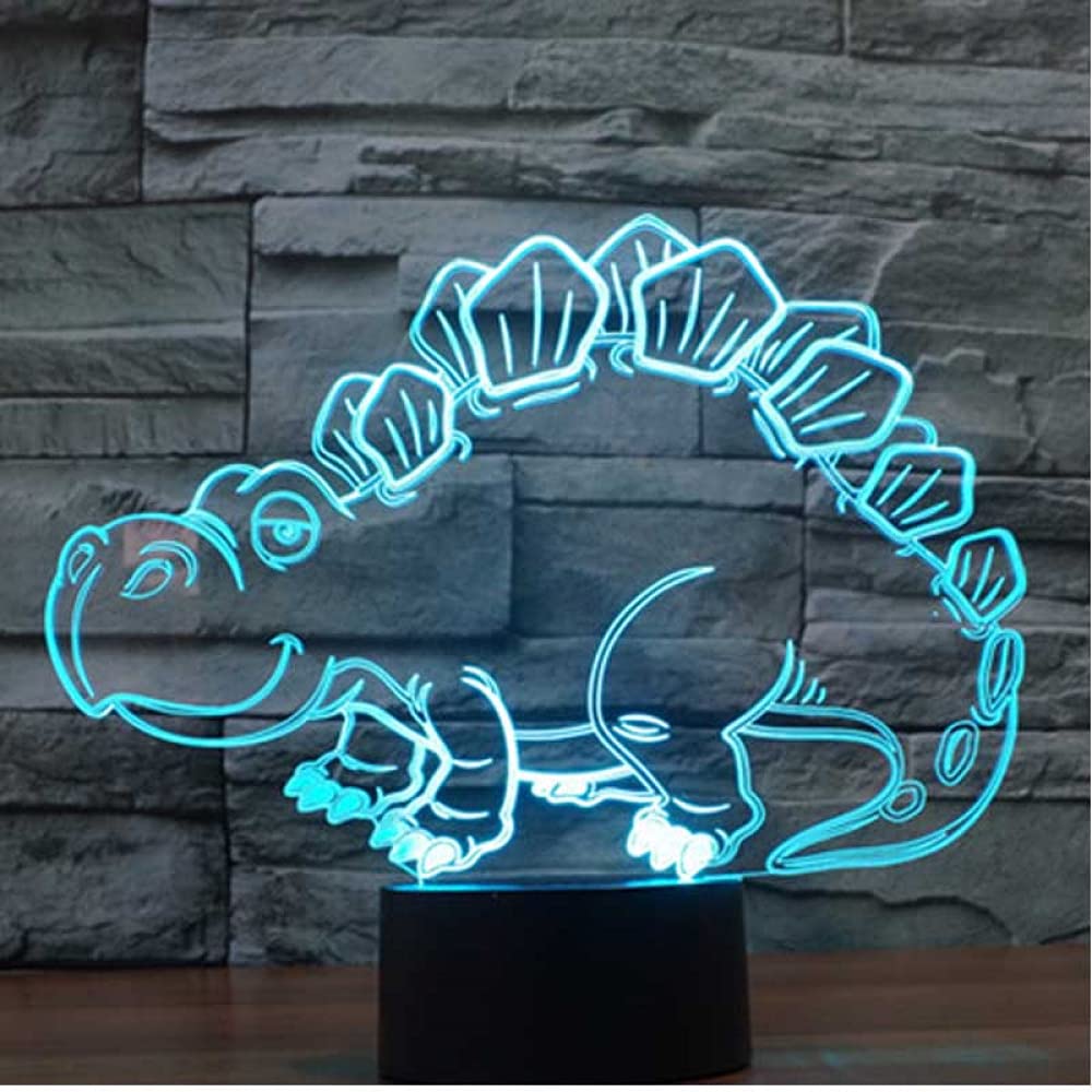 ELD 3D LED veilleuse Dinosaure stégosaure Venu avec 7 Couleurs lumière pour la décoration de la Maison Lampe Visualisation Incroyable Cadeau de Jour des Enfants optiques