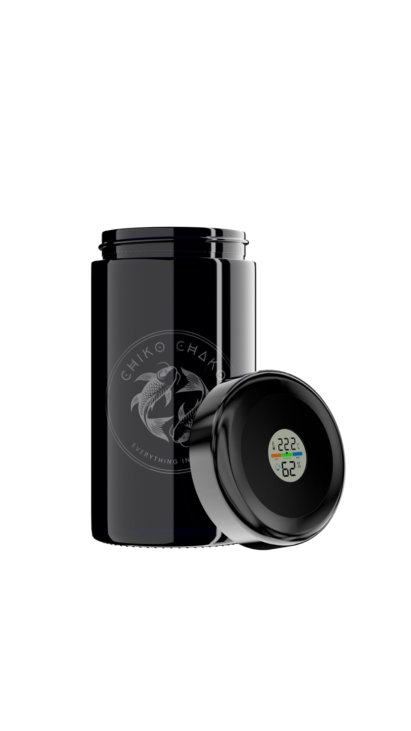 Chiko Chako Barattolo Ermetico Per Erbe E Spezie | 250 Ml, Vetro Viola UV Con Igrometro Integrato, Batteria Inclusa