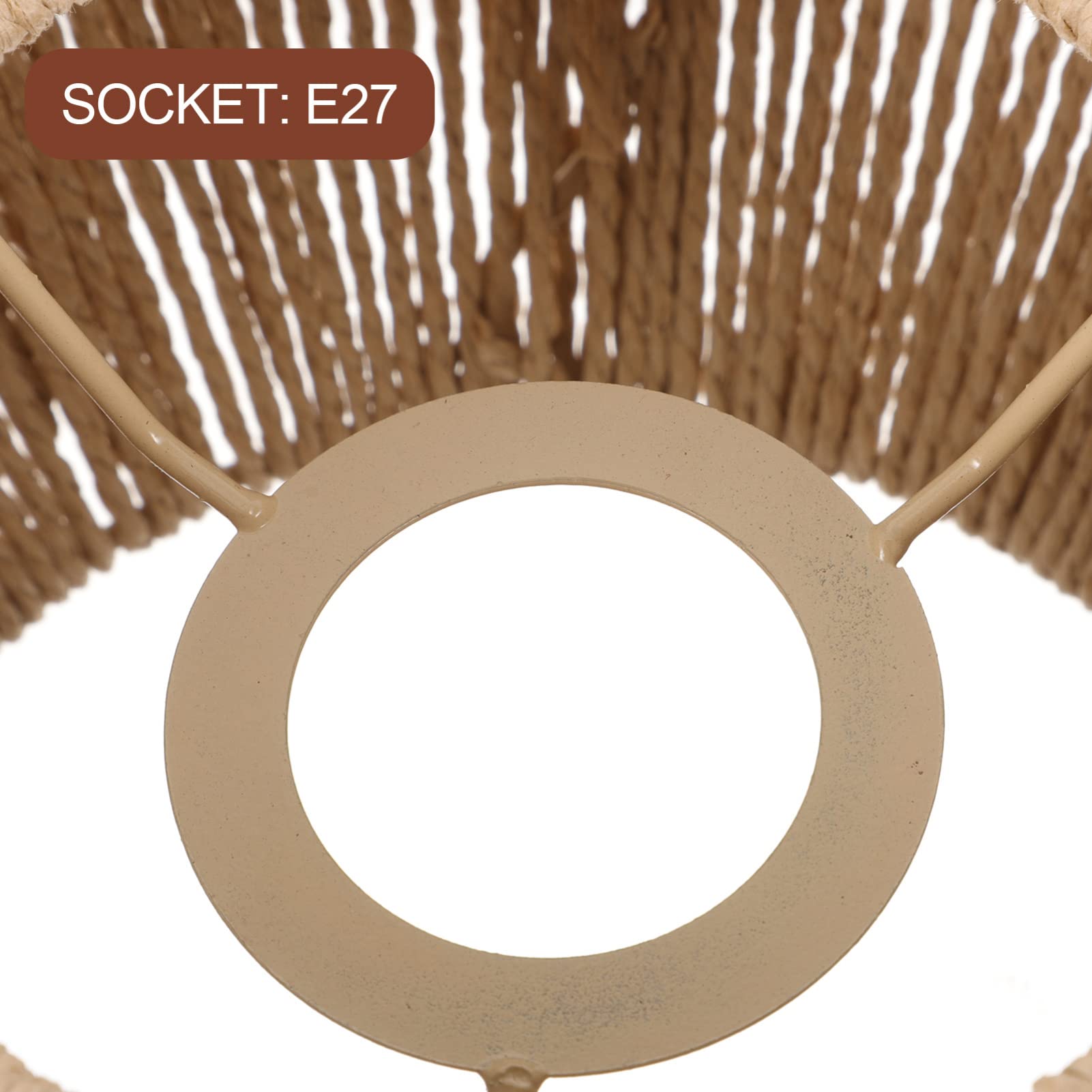 Uonlytech Paralume Lampada a Soffitto Intrecciato in Rattan Plafoniera Retro Paralume Cordato Per Lampade E27 Decorazione Interni Casa Soggiorno