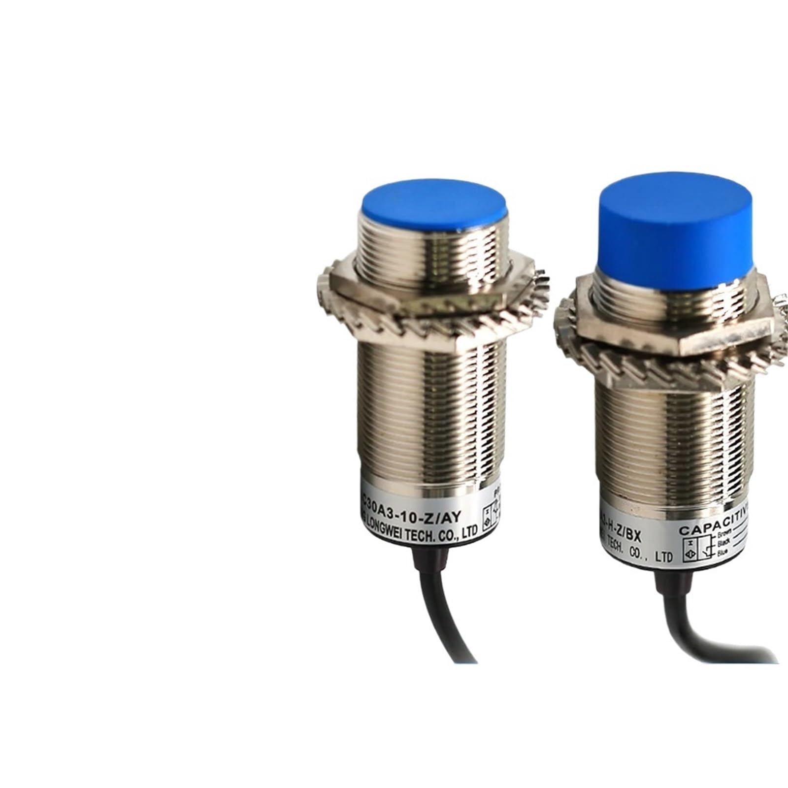 Sensor de proximidad Capacitivo M30, precisión de 10 mm y 20 mm, interruptores NPN, Longitud de línea: 2 m(Non-Shield (20mm),AC NO)