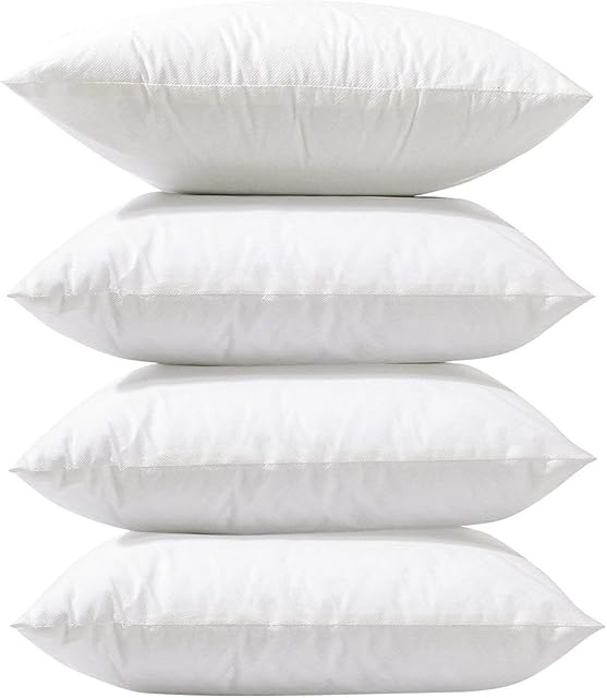 4 Pack 40x40 cm 16" x 16" Cushion Inners Pads Inserts Fillers Stuffer Shams Square Pillows Anti Allergy White Bounce Back Hollowfiber Soft Hypoallergenic Polyester Fibre (16x16)