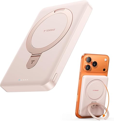 TORRAS EasyGo - Cargador portátil magnético de 10000 mAh para iPhone, batería inalámbrica esencial de viaje de carga rápida con soporte compatible