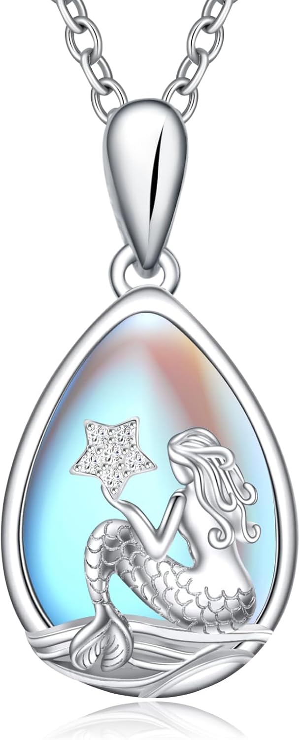 Sea Turtle/Mermaid Starfish/Stingray/Shark/Stingray Necklace Sea Gifts Necklace for Women Jewelry Heart Pendant Necklace for Women Mother Sterling Silver Ocean Gift for Chritmas Birthday