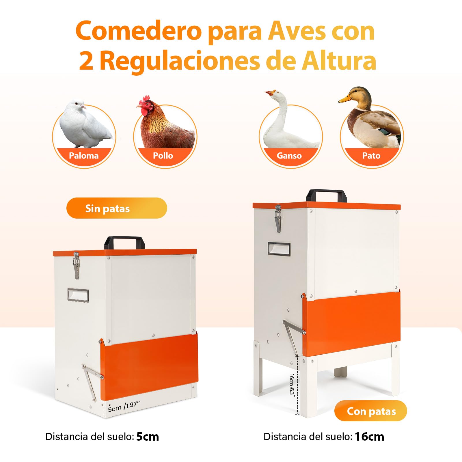 Comedero Gallinas Anti Ratas,Comida AutomáTico Para Pollos Sin Desperdicios,18kg Comedero Polloscomedero Colgante para Gallinas,Resistente A La Lluvia,Alta Capacidad para Aves de Corral