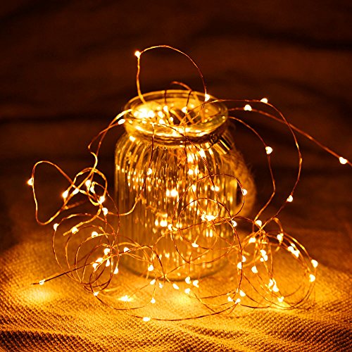 Andoer DC4.5V 1W 10 Metros 100 LED Fada de Cobre Luz de Corda Alimentada por Bateria Branco Quente F