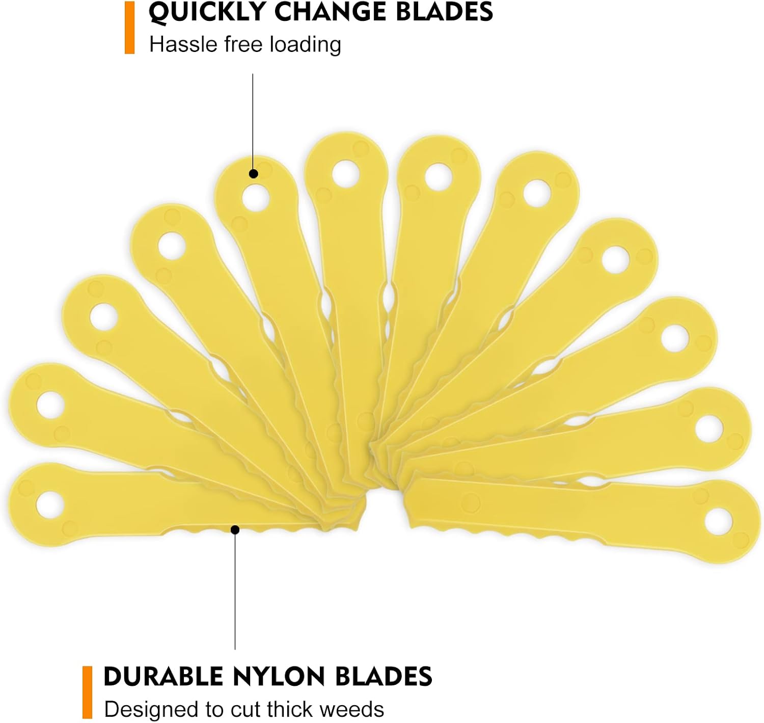 70289A Nylon Replacement Blades Compatible with Weed Warrior 14867B Push-N-Load 3-Blade Trimmer Head,PivoTrim Hybrid and Ugly Head Hybrid 2-N-1 Weed Trimmer Heads (36 Pack)