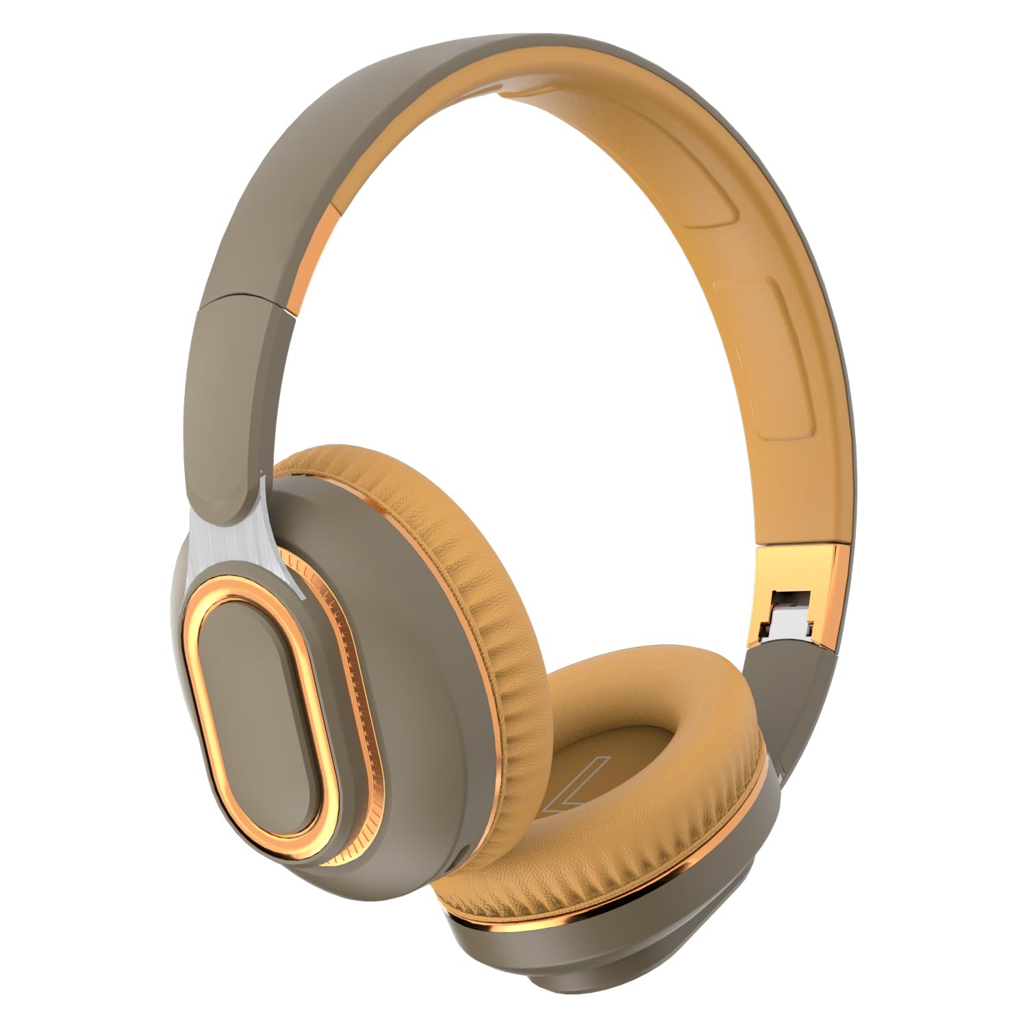 H7 Cuffie Bluetooth pieghevoli, over-the-ear, wireless, con audio surround HiFi e cavo USB, morbide e leggere, con microfono, per Android e iOS (marrone-verde)