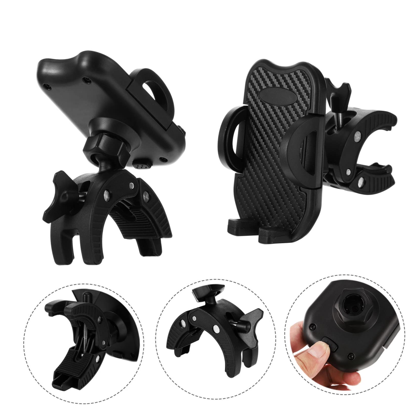 Supporto Cellulare per Moto Morsetto per Tubo Rotondo Nero