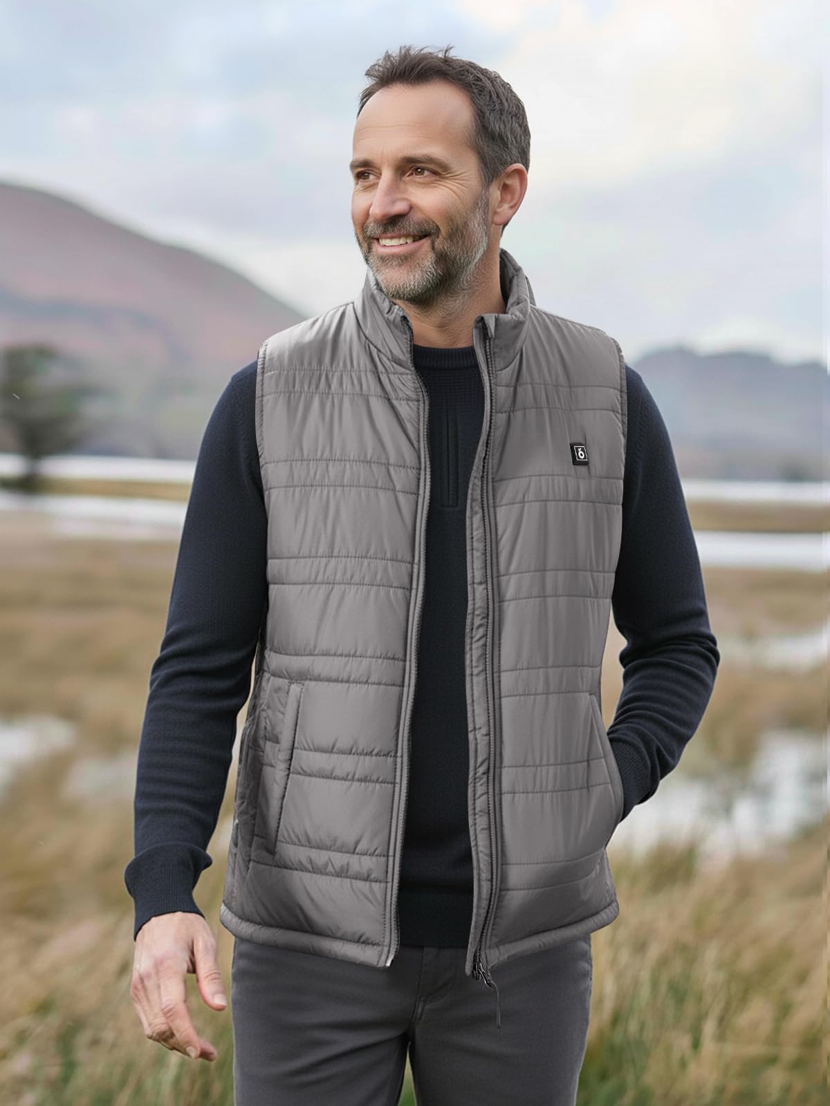 UNBON Gilet Riscaldato Uomo, Giubbotto Riscaldato Uomo con Batteria USB 10000mAh, Gilet Riscaldante Termico 3 Temperature 6 Zone di Calore, Giubbotto Riscaldante Invernale per Moto Caccia