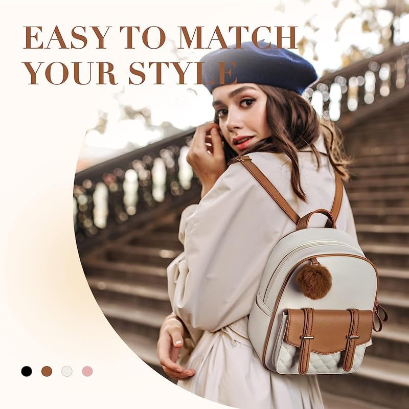 Image of ShopyVid Mini Backpack for Women Cute Small Backpack Purse With Pompom