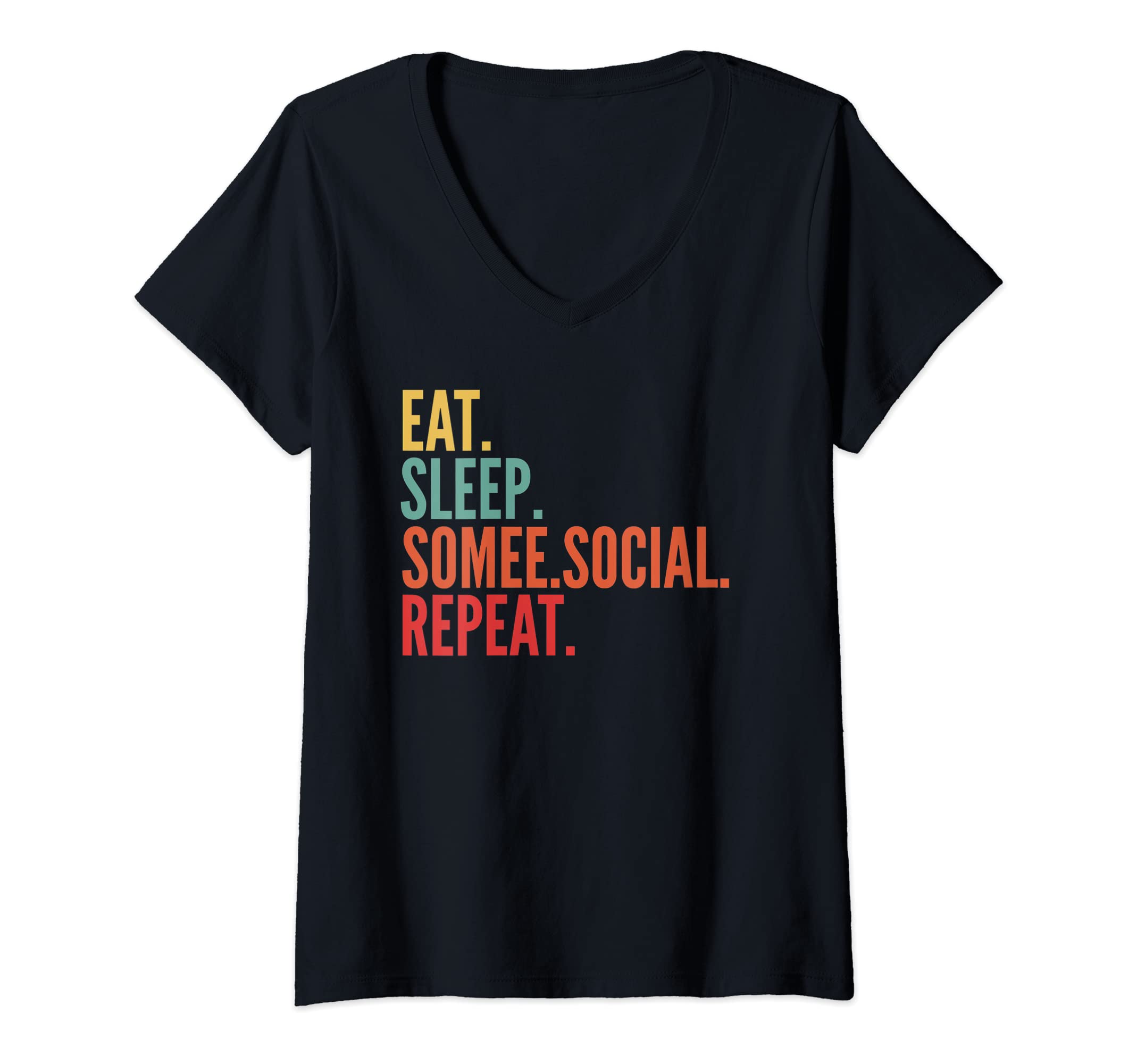 Womens Somee.social Crypto, Eat Sleep Somee.social Repeat V-Neck T-Shirt