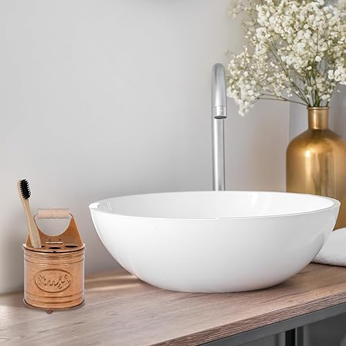 Miniatura 5 de Autumn Alley Soporte para cepillos de dientes de granja para baños, soporte rústico de cobre para cepillos de dientes, accesorios de baño de granja,