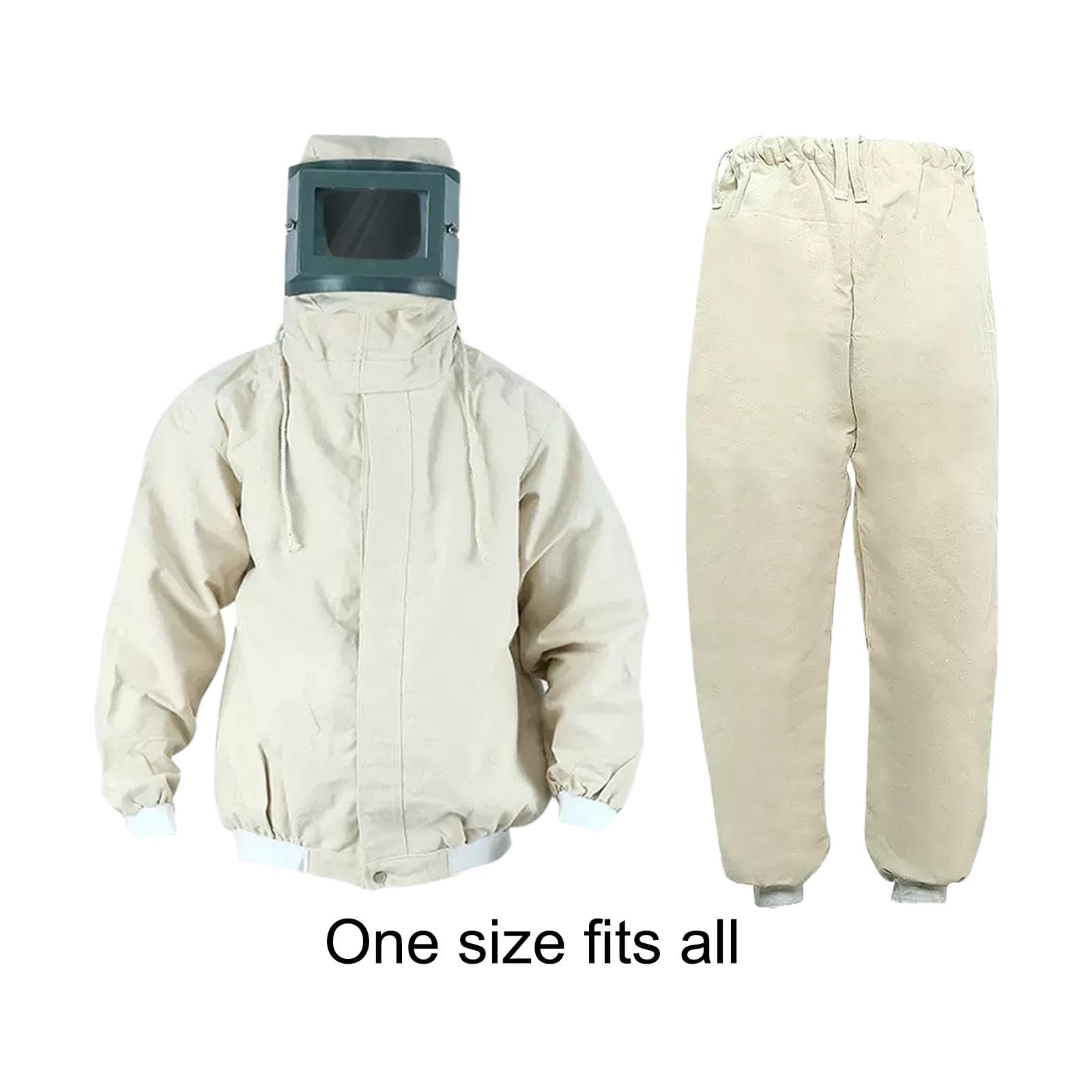 Traje de chorro de arena con capucha, traje de chorro para pintura en de hierro fundido, beige