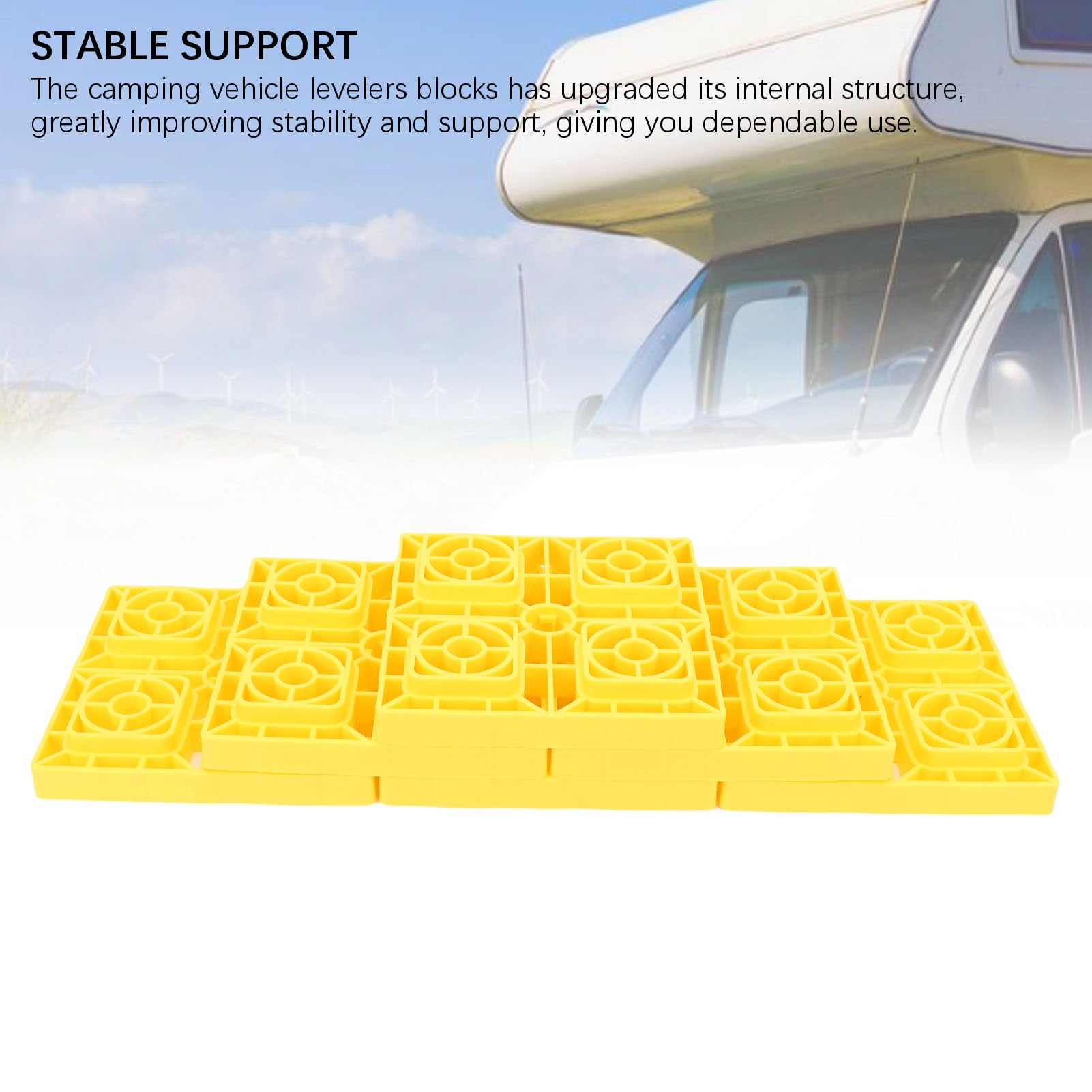 Luocute 10pcs RV Blocksing, Stosy w Stosy Wytrzymałościowe Podkładki do Obozowiczów dla Pojedynczych Podwójnych kół Podnośniki Hydrauliczne z torbą do Przenoszenia do Kempingowej